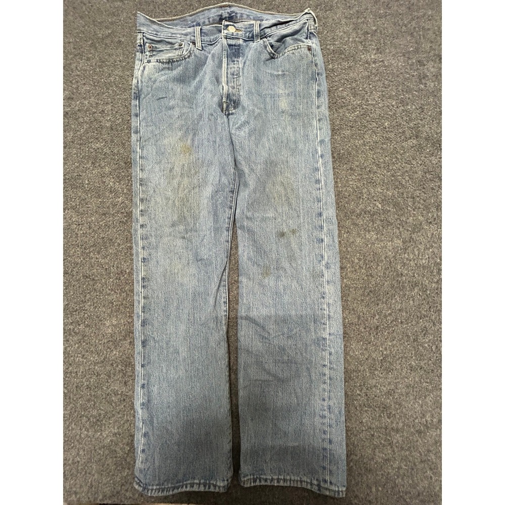 Levi's Jeans Mens Size 34x32 Blue 501 Original Fit Straight Leg Denim Stain